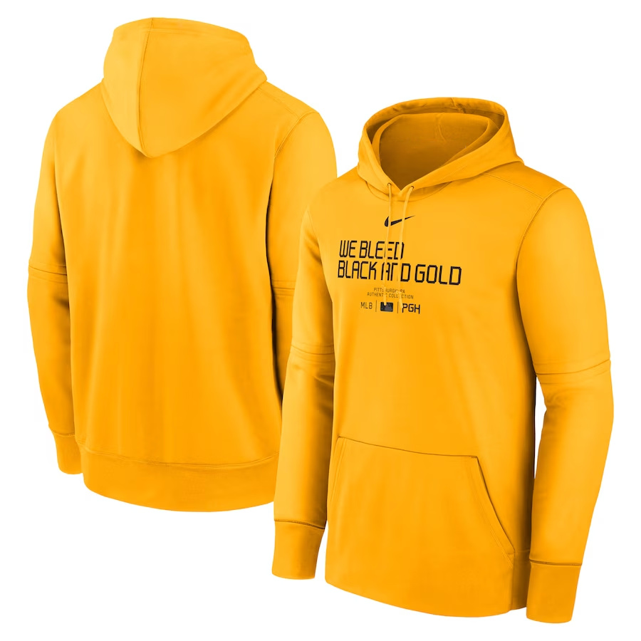 Men's Pittsburgh Pirates Yellow Collection Practice Performance Pullover Hoodie